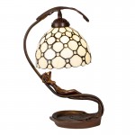 Lampa Tiffany White Bell 28x20x41 cm, Clayre & Eef Lampa Tiffany White Bell 28x20x41 cm, Clayre & Eef